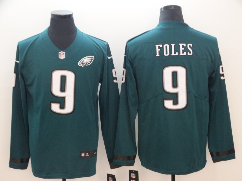  Eagles 9 Nick Foles Green Therma Long Sleeve Jersey