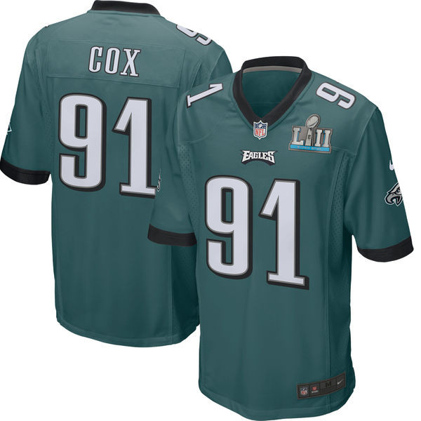  Eagles 91 Fletcher Cox Green Youth 2018 Super Bowl LII Game Jersey