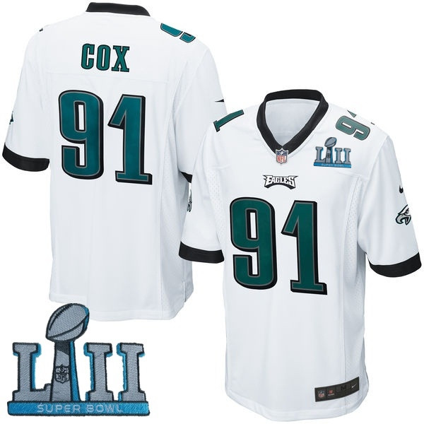  Eagles 91 Fletcher Cox White Youth 2018 Super Bowl LII Game Jersey