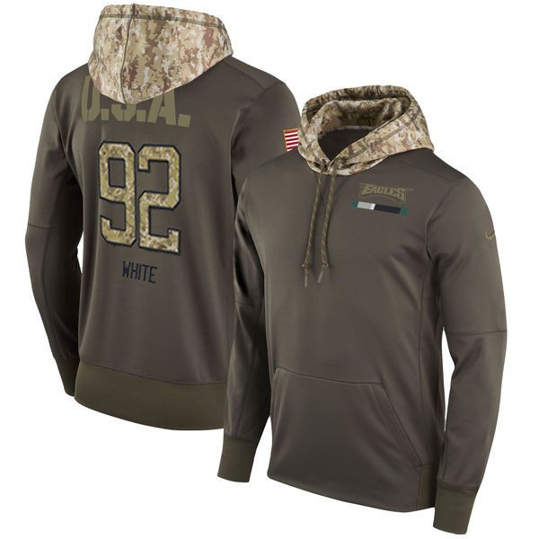  Eagles 92 Reggie White Olive Salute To Service Pullover Hoodie