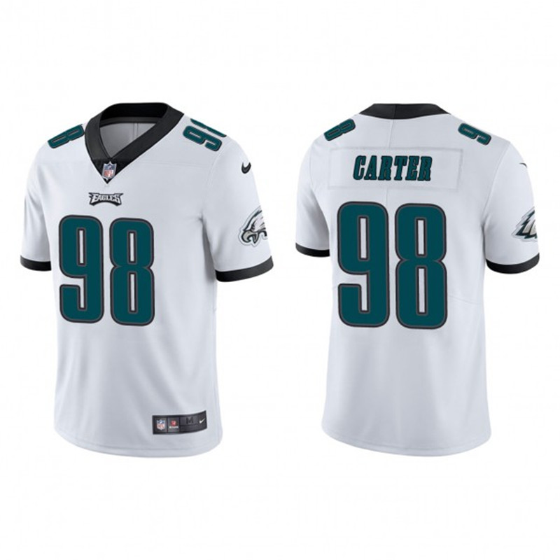 Nike Eagles 98 Jalen Carter White 2023 NFL Draft Vapor Limited Jersey