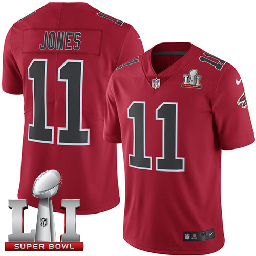  Falcons 11 Julio Jones Red Super Bowl LI 51 Men Stitched NFL Limited Rush Jersey
