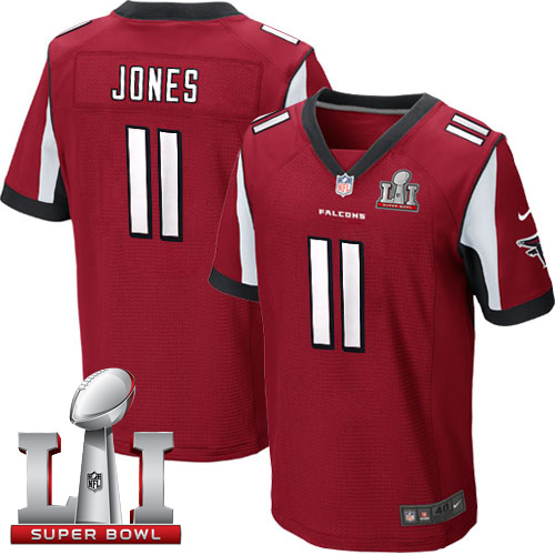  Falcons 11 Julio Jones Red Team Color Super Bowl LI 51 Men Stitched NFL Elite Jersey