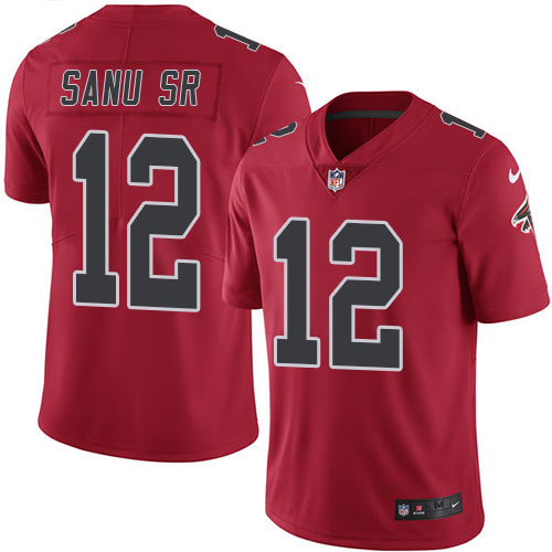  Falcons 12 Mohamed Sanu Sr Red Men Stitched NFL Limited Rush Jersey