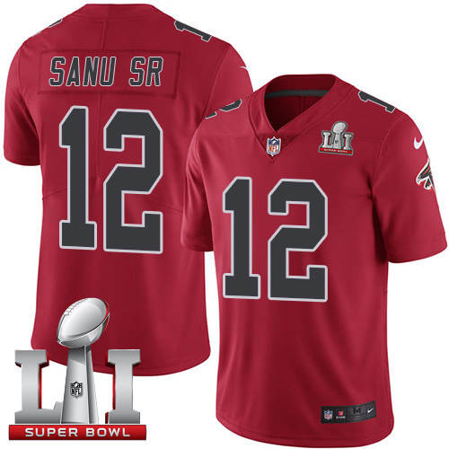  Falcons 12 Mohamed Sanu Sr Red Super Bowl LI 51 Men Stitched NFL Limited Rush Jersey