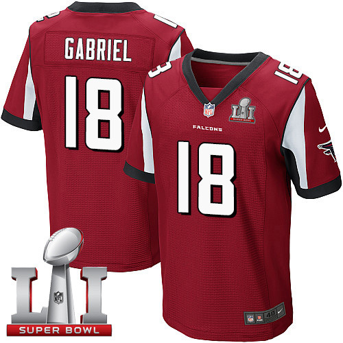  Falcons 18 Taylor Gabriel Red Team Color Super Bowl LI 51 Men Stitched NFL Elite Jersey