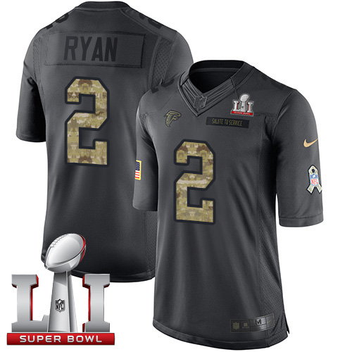  Falcons 2 Matt Ryan Black Super Bowl LI 51 Men Stitched NFL Limited 2016 Salute To Service Jersey