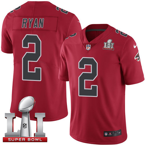  Falcons 2 Matt Ryan Red Super Bowl LI 51 Men Stitched NFL Limited Rush Jersey