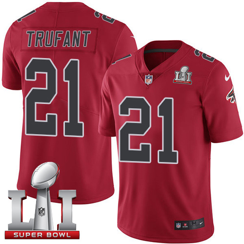  Falcons 21 Desmond Trufant Red Super Bowl LI 51 Men Stitched NFL Limited Rush Jersey