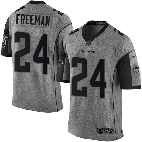  Falcons 24 Devonta Freeman Gray Men's Stitched NFL Limited Gridiron Gray Jersey
