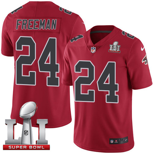  Falcons 24 Devonta Freeman Red Super Bowl LI 51 Men Stitched NFL Limited Rush Jersey