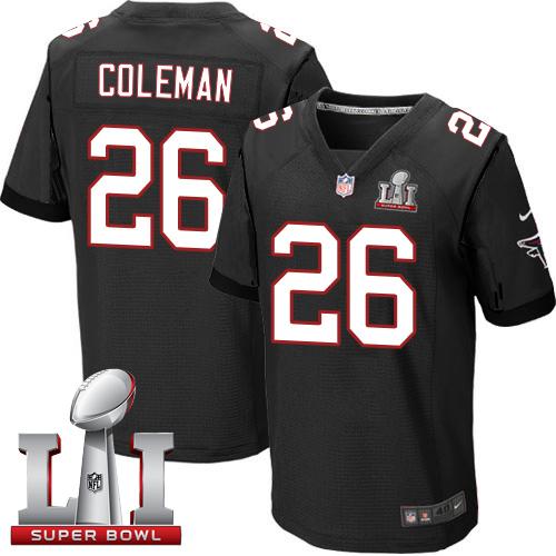  Falcons 26 Tevin Coleman Black Alternate Super Bowl LI 51 Men Stitched NFL Elite Jersey