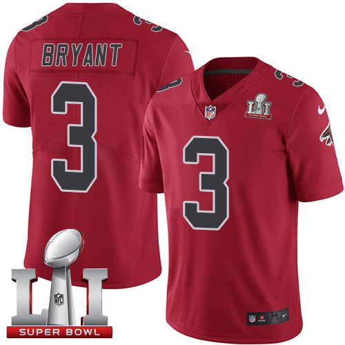  Falcons 3 Matt Bryant Red Super Bowl LI 51 Men Stitched NFL Limited Rush Jersey