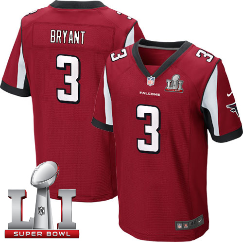  Falcons 3 Matt Bryant Red Team Color Super Bowl LI 51 Men Stitched NFL Elite Jersey