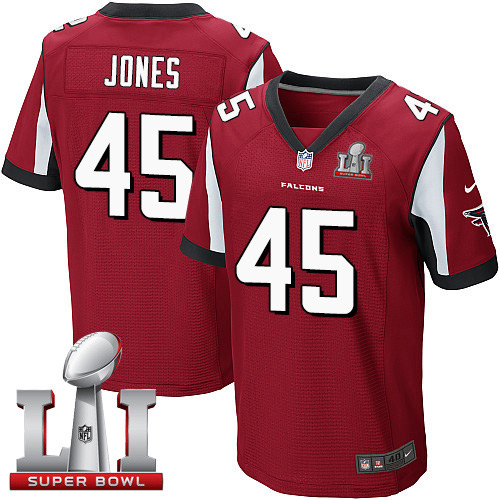  Falcons 45 Deion Jones Red Team Color Super Bowl LI 51 Men Stitched NFL Elite Jersey