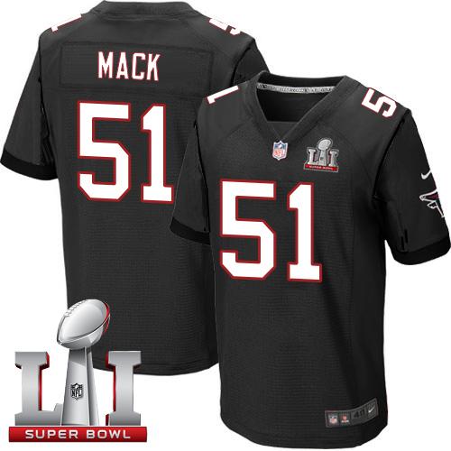  Falcons 51 Alex Mack Black Alternate Super Bowl LI 51 Men Stitched NFL Elite Jersey