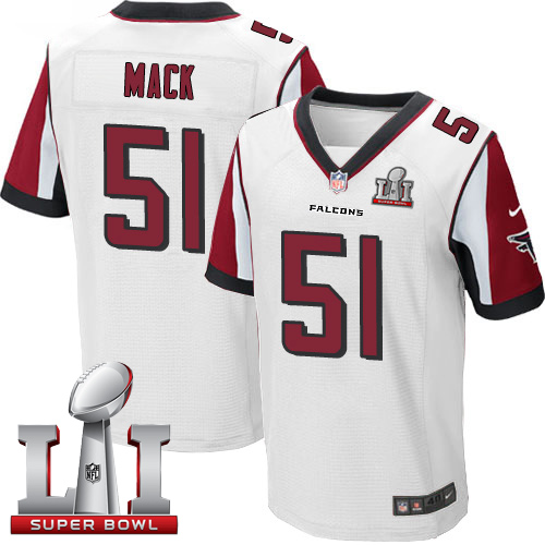  Falcons 51 Alex Mack White Super Bowl LI 51 Men Stitched NFL Elite Jersey