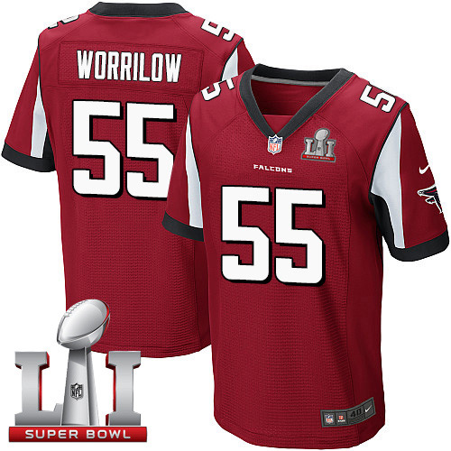 Falcons 55 Paul Worrilow Red Team Color Super Bowl LI 51 Men Stitched NFL Elite Jersey