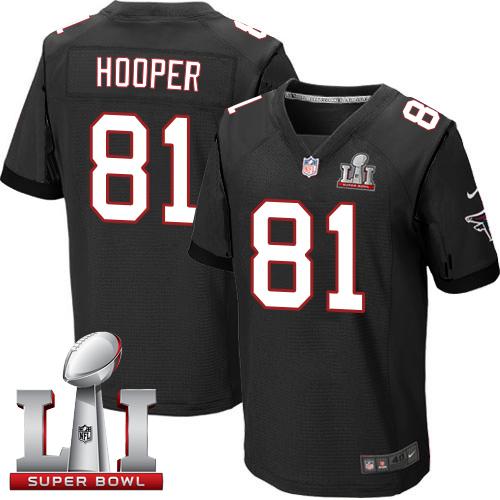  Falcons 81 Austin Hooper Black Alternate Super Bowl LI 51 Men Stitched NFL Elite Jersey