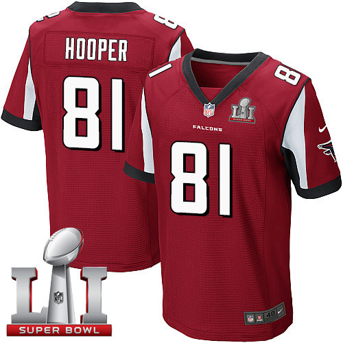  Falcons 81 Austin Hooper Red Team Color Super Bowl LI 51 Men Stitched NFL Elite Jersey