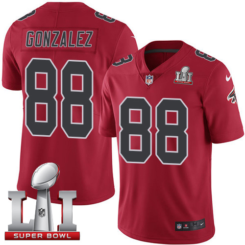  Falcons 88 Tony Gonzalez Red Super Bowl LI 51 Men Stitched NFL Limited Rush Jersey