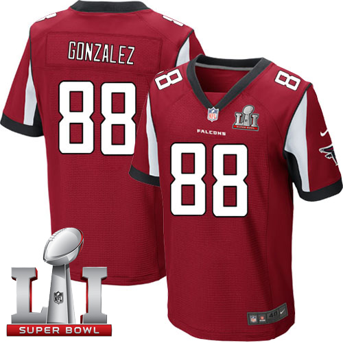  Falcons 88 Tony Gonzalez Red Team Color Super Bowl LI 51 Men Stitched NFL Elite Jersey