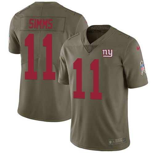  Giants 11 Phil Simms Olive Salute To Service Limited Jersey