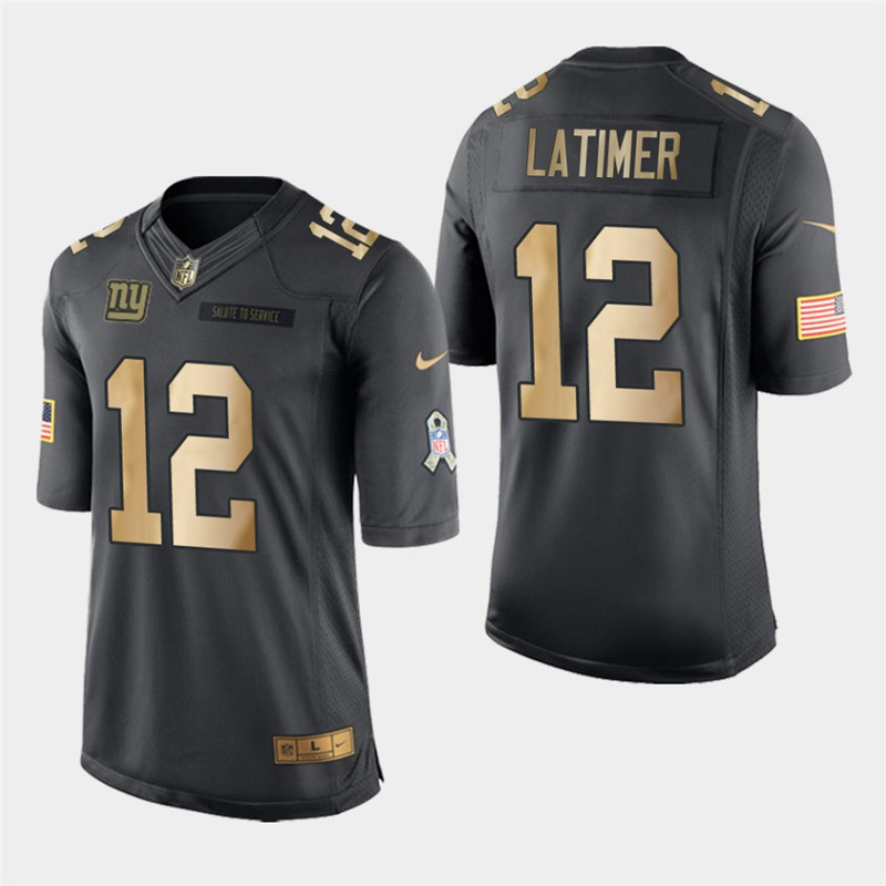 Nike Giants 12 Cody Latimer Anthracite Gold Salute to Service Limited Jersey