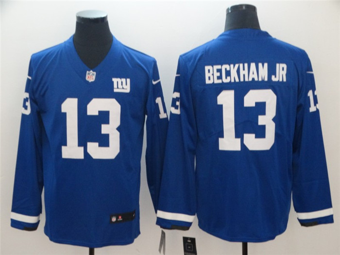  Giants 13 Odell Beckham Jr. Blue Therma Long Sleeve Jersey