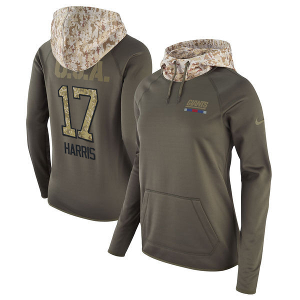  Giants 17 Dwayne Harris Olive Women Salute To Service Pullover Hoodie