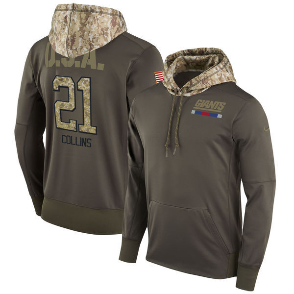  Giants 21 Landon Collins Olive Salute To Service Pullover Hoodie