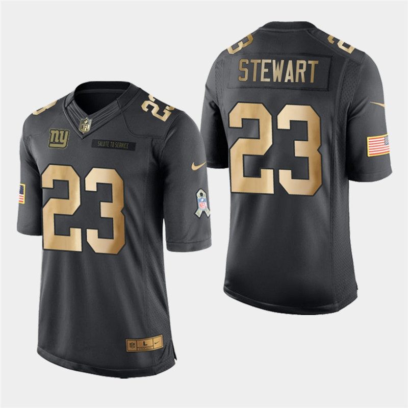 Nike Giants 23 Jonathan Stewart Anthracite Gold Salute to Service Limited Jersey