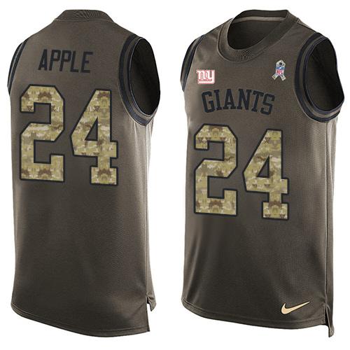 Giants 24 Eli Apple Green Men Stitched NFL Limited Salute To Service Tank Top Jersey
