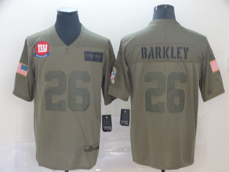 Nike Giants 26 Saquon Barkley 2019 Olive Salute To Service Limited Jersey