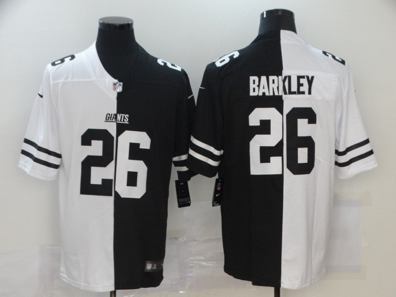 Nike Giants 26 Saquon Barkley Black And White Split Vapor Untouchable Limited Jersey