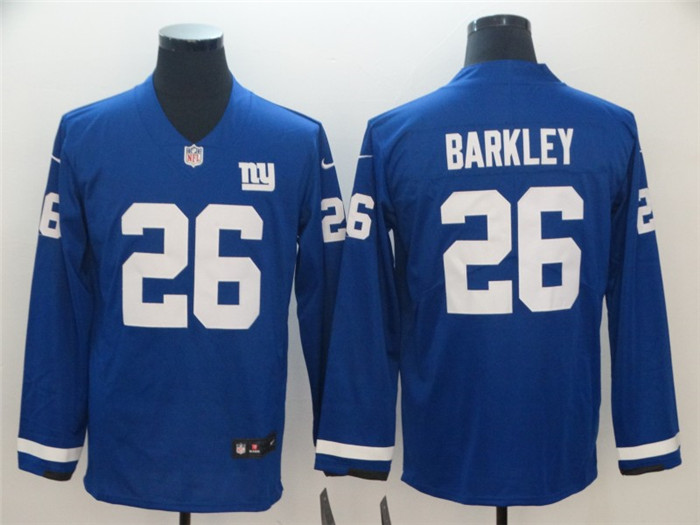  Giants 26 Saquon Barkley Royal Long Sleeve Limited Jersey