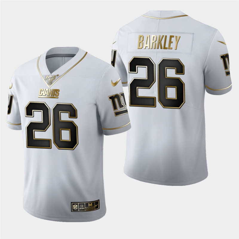 Nike Giants 26 Saquon Barkley White 100th Season Vapor Untouchable Limited Jersey