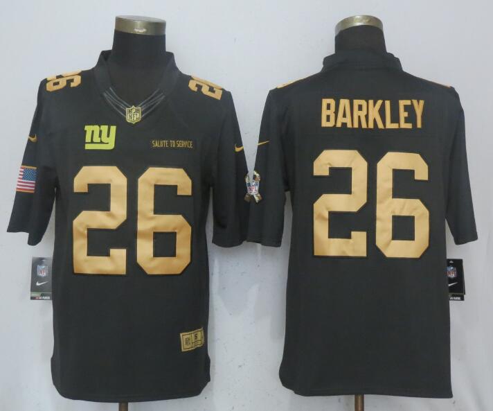  Giants 26 Saquon Barkleyn Anthracite Gold Salute To Service Limited Jersey
