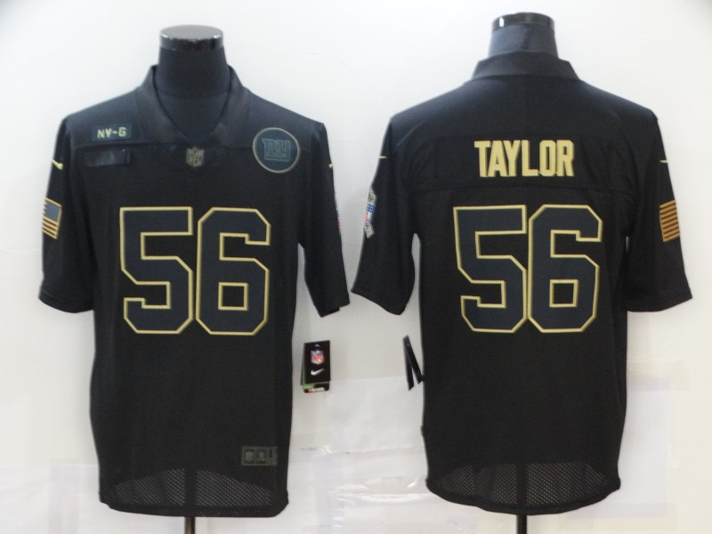Nike Giants 56 Lawrence Taylor Black 2020 Salute To Service Limited Jersey