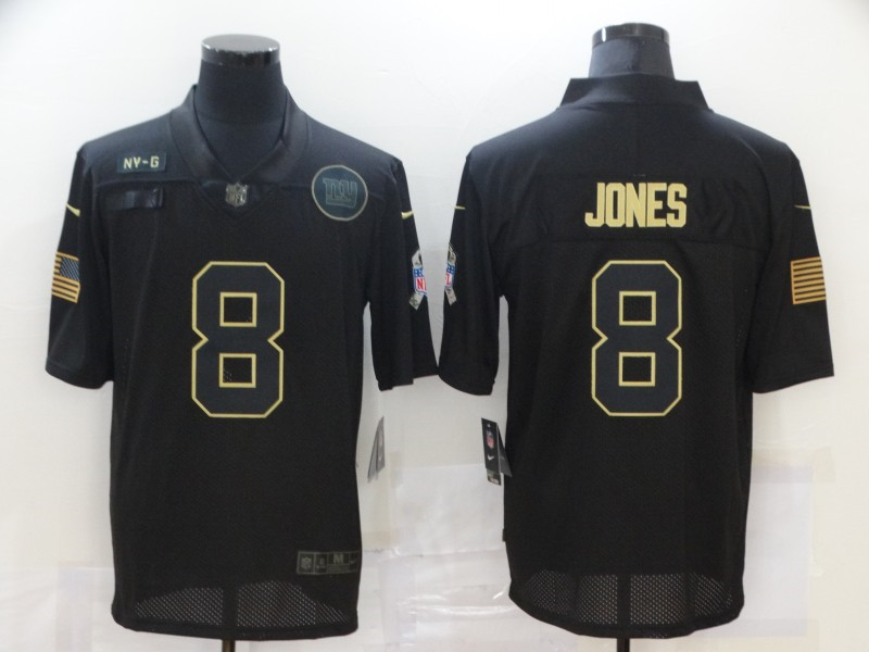 Nike Giants 8 Daniel Jones Black 2020 Salute To Service Limited Jersey