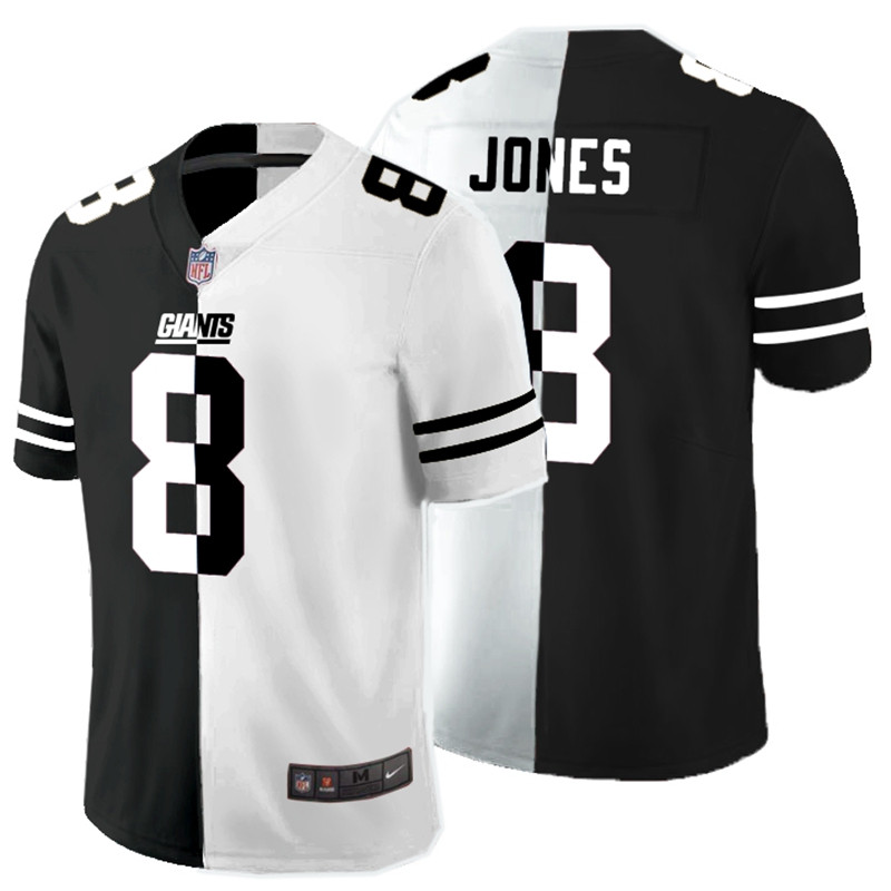 Nike Giants 8 Daniel Jones Black And White Split Vapor Untouchable Limited Jersey