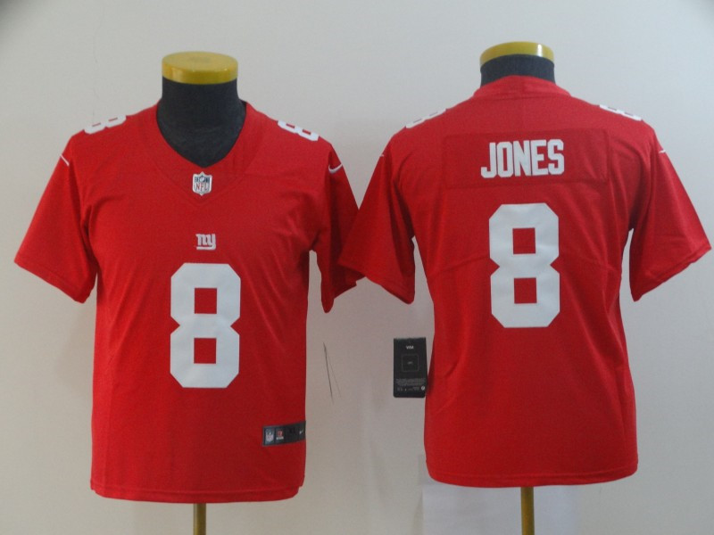 Nike Giants 8 Daniel Jones Red Youth Inverted Legend Limited Jersey