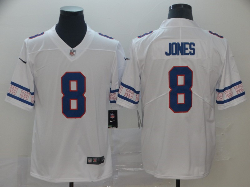 Nike Giants 8 Daniel Jones White Team Logos Fashion Vapor Limited Jersey
