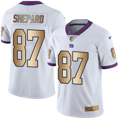  Giants 87 Sterling Shepard White Gold Color Rush Jersey