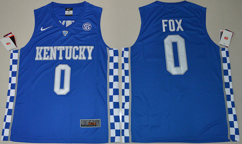  Jersey  Royal Blue 2017 Kentucky Wildcats De Aaron Fox 0 College Hype Elite jersey