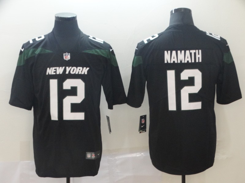 Nike Jets 12 Joe Namath Black New 2019 Vapor Untouchable Limited Jersey