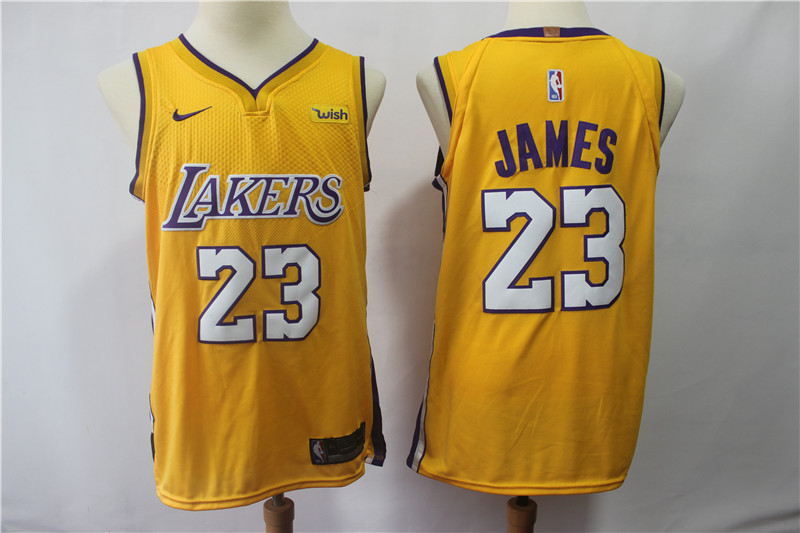  Lakers #23 LeBron James Yellow NBA Authentic Statement Edition Jersey