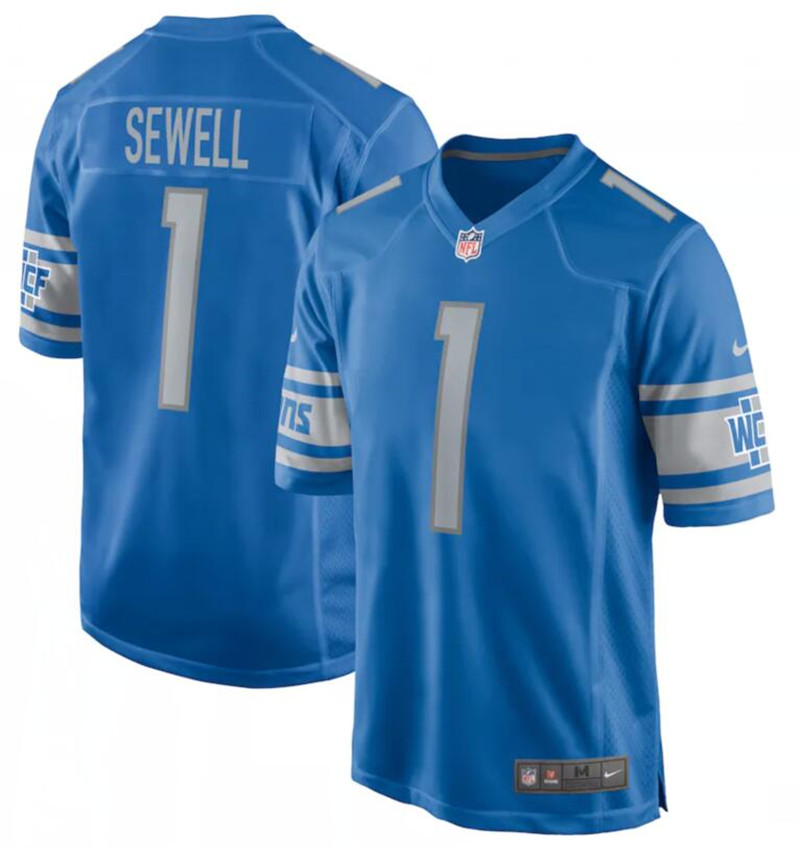 Nike Lions 1 Penei Sewell Blue 2021 NFL Draft Vapor Untouchable Limited Jersey