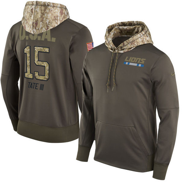  Lions 15 Golden Tate III Olive Salute To Service Pullover Hoodie