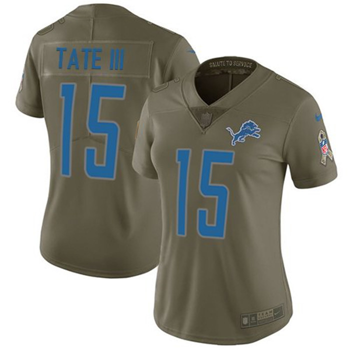  Lions 15 Golden Tate III Women Olive Salute To Service Limited Jersey